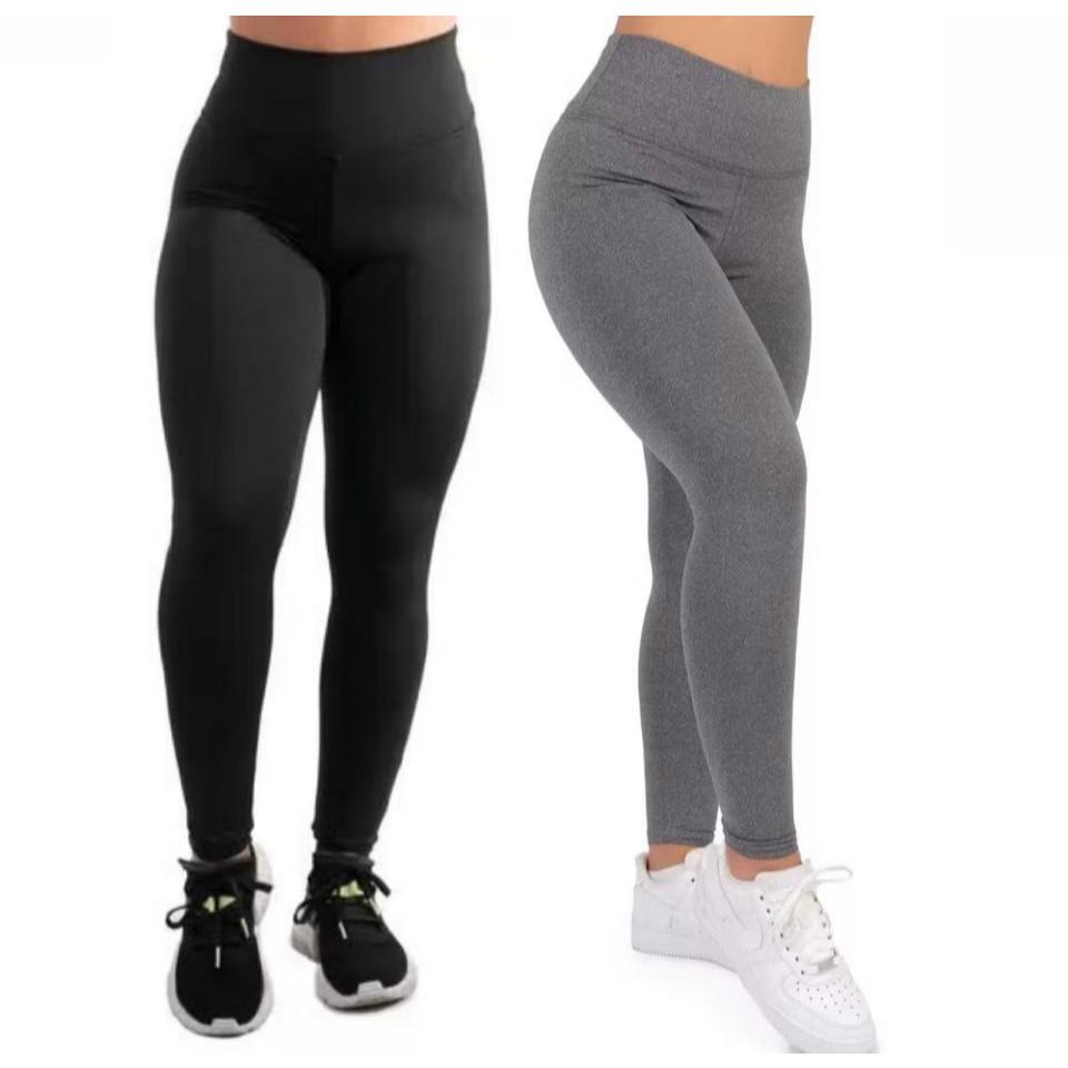 Kit 2 Calça Legging Feminina Basica Fitness Academia Cintura Alta Roupas Fitness Feminina