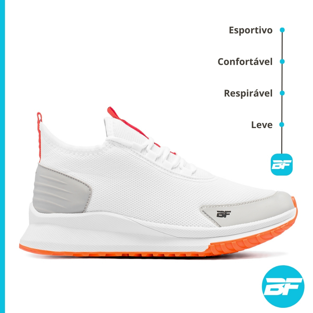 Tênis Branco Masculino Para Academia Esportivo Bf Shoes Flow