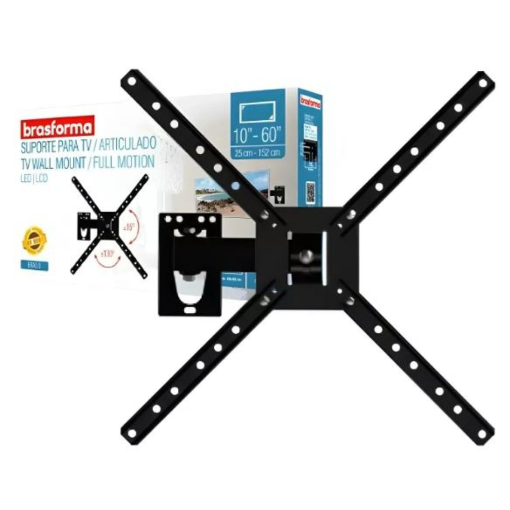 Suporte Bi Articulado TV de 10" 60" Polegadas LED LCD Plasma Reforçado 28 32 40 42 43 49 50 56 Polegadas