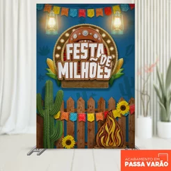 Painel Festa Retangular Festa Junina Decoração Vertical 1,50x2,20 Sublimado Tecido – ANV-3143