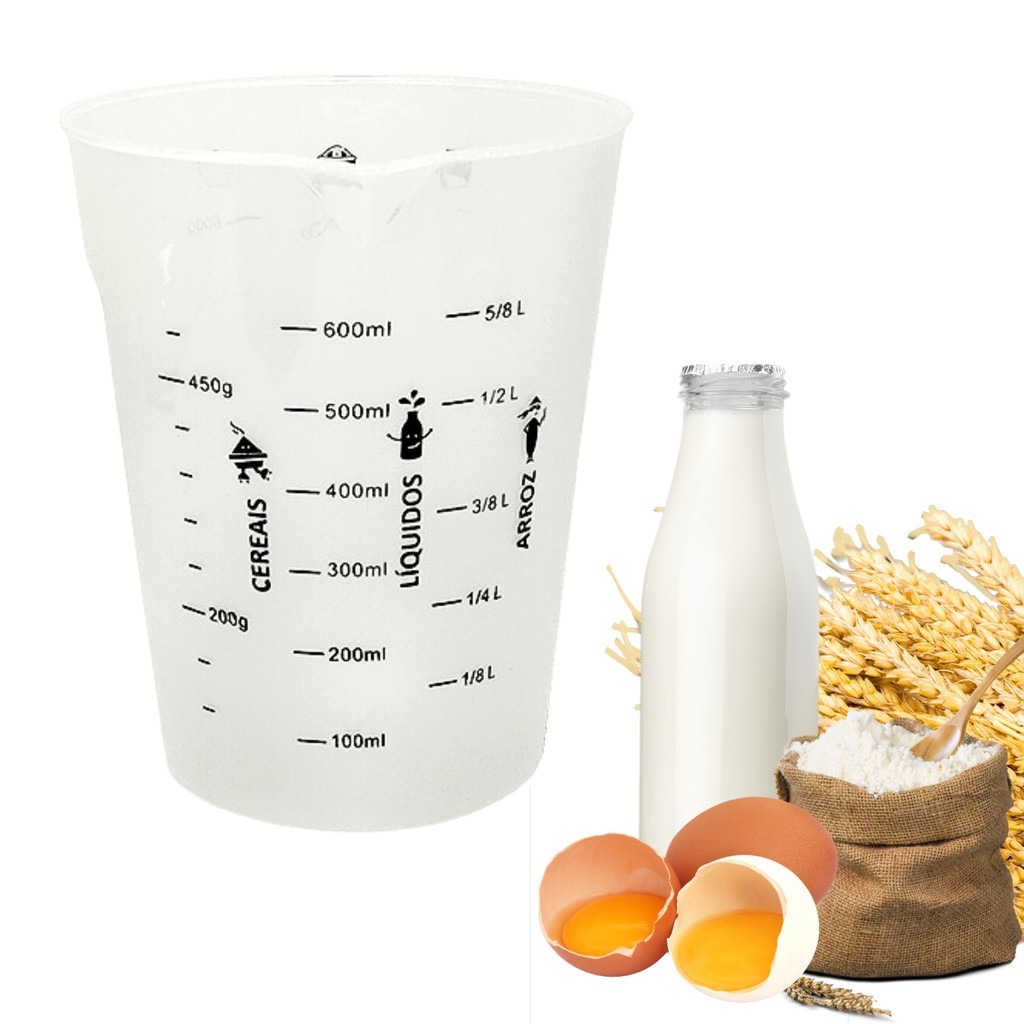 Copo Medidor Dosador Transparente 600ml Culinário Cozinha Porta Tempero