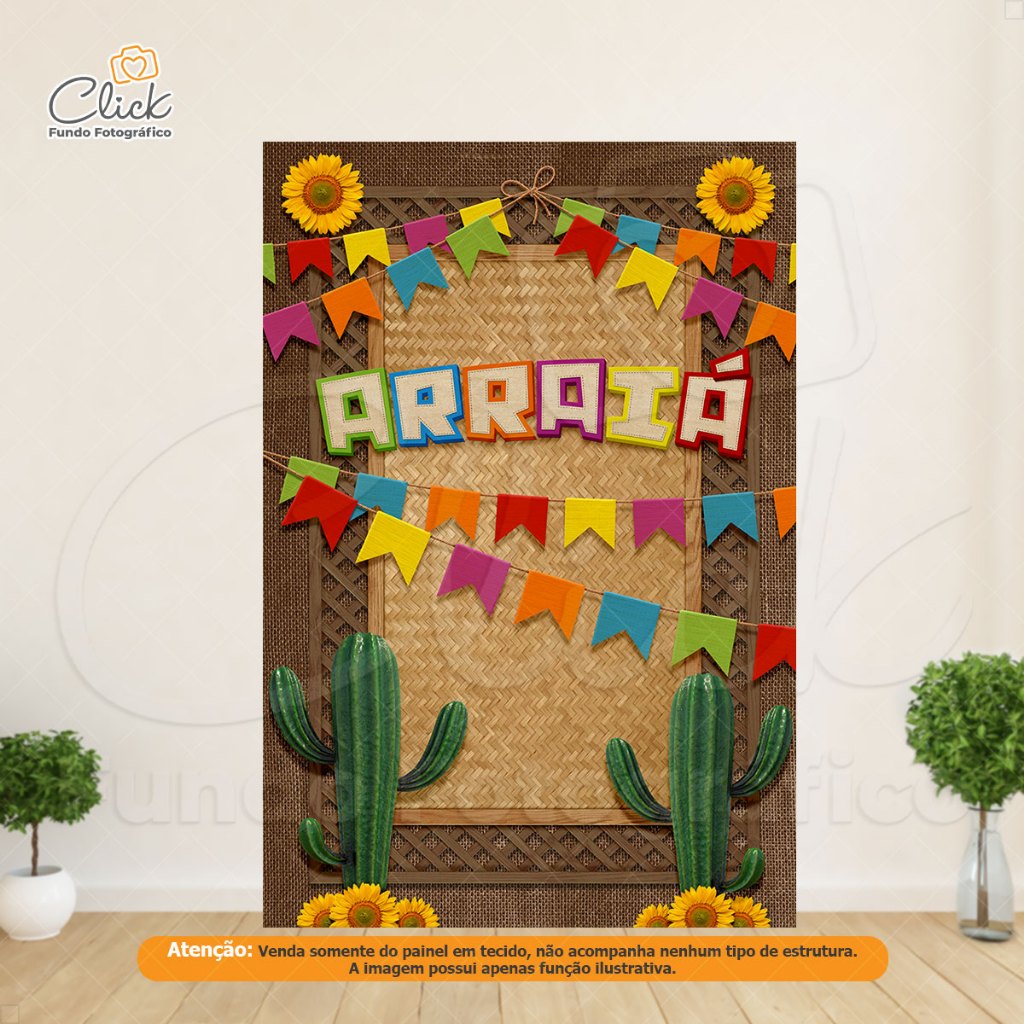 Detalhes do Painel Festa Junina Retangular Decoração De Festa Arraiá Vertical 1,50x2,20 Sublimado Tecido – V-160
