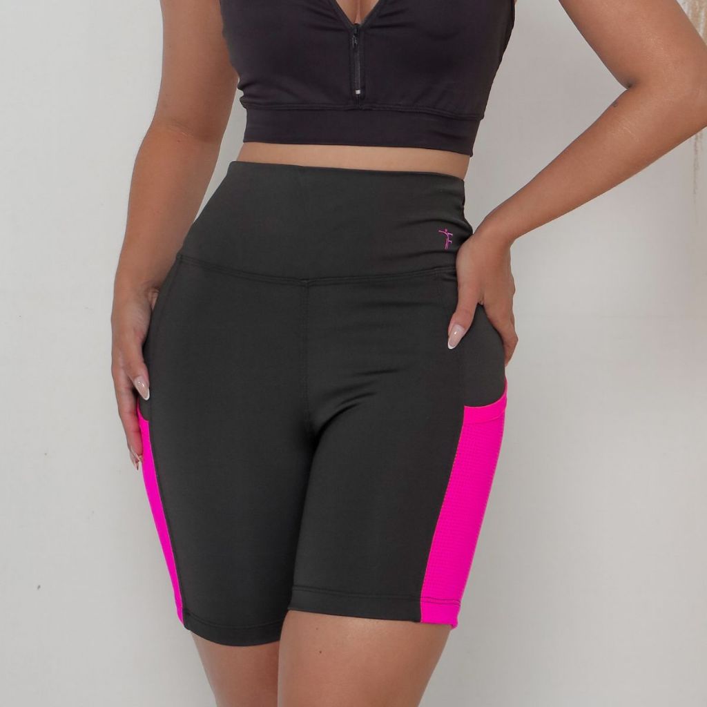 Bermuda Feminina Academia Zero Transparência Com Bolso ideal para Caminhada e Exercicios ao ar livre em Oferta na Shopee