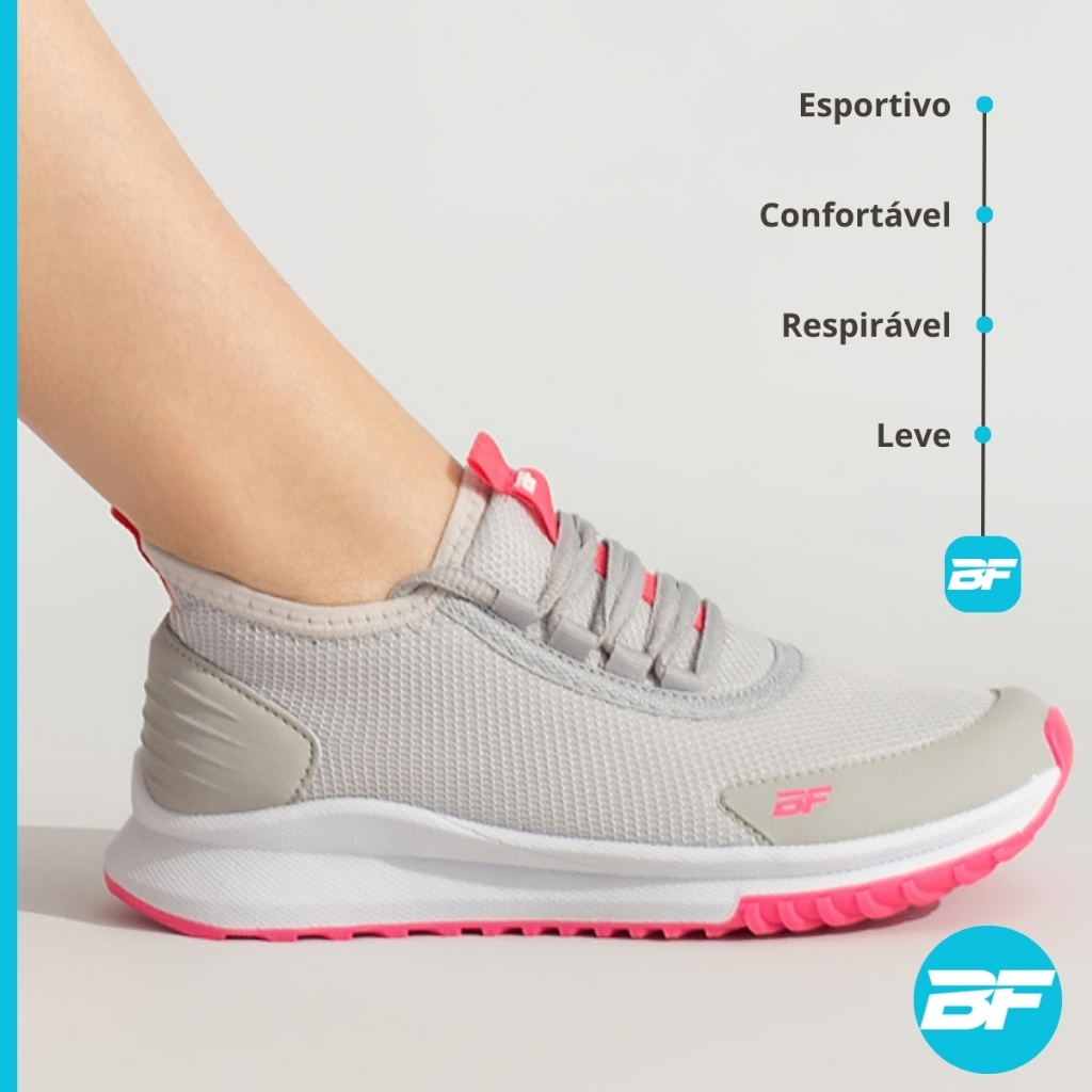 Tênis Academia Feminino Treino Caminhada Malhar Musculação Olimp Respirável Corrida BF Shoes Flow