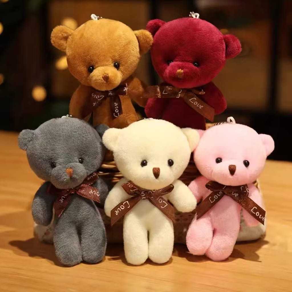 kit 6 unis Chaveiro Com Pingente De Urso Ttedy De Pelúcia cor aleatorio — imagem 2 de 2