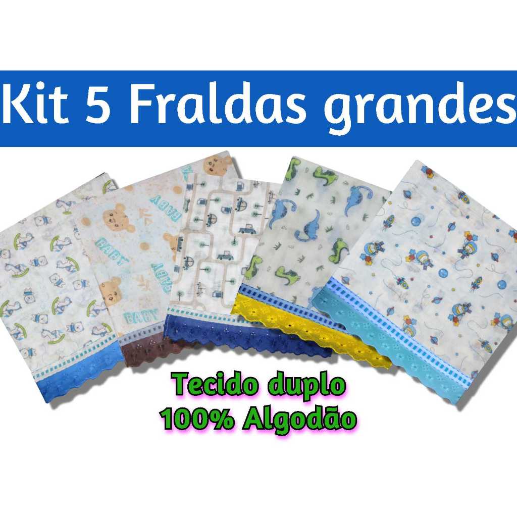 kit Fraldas Luxo Estampadas Bebê 70 X 70 cm Fraldas de passeio