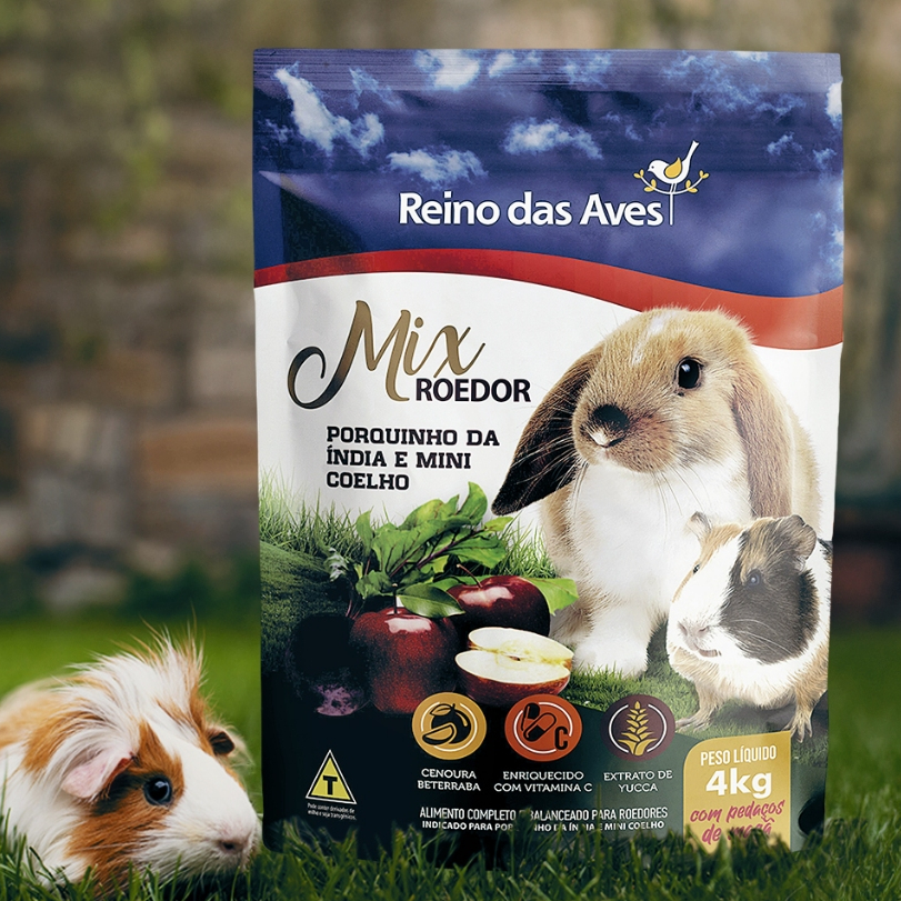 Ração Porquinho da Índia e Mini Coelho Reino das Aves 4 kg