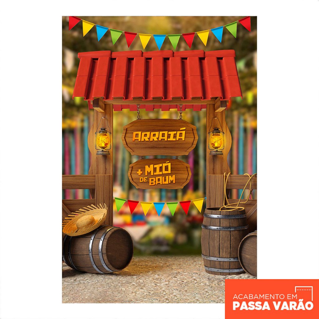 Painel Decorativo Festa Junina Arraiá Retangular 1,50x2,20 Vertical Sublimado 3D – ANV-2714 em Oferta na Shopee