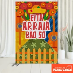 Painel Retangular Festa Junina 1,50x2,20 Tecido Sublimado 3D Vertical Decoração São João – ANV-3027