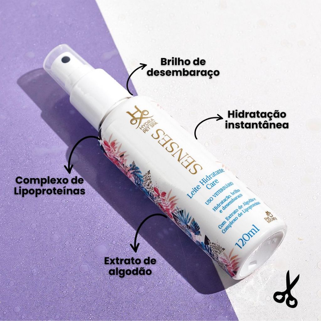 Leite Hidratante Pet Cachorro Gato Hydra Pet Spa Senses Care 120mL