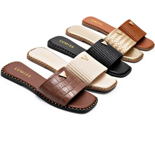 Sandália Rasteira Feminina Lumiss Confortável Juta Bico Quadrado em Oferta na Shopee