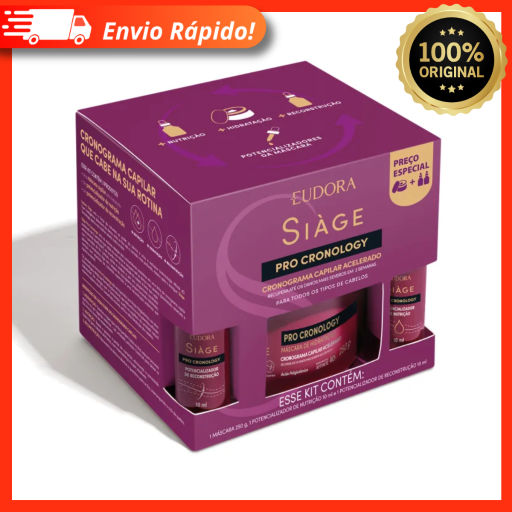 Kit Eudora Siàge Pro Cronology Cronograma Capilar Acelerado - 100% Original