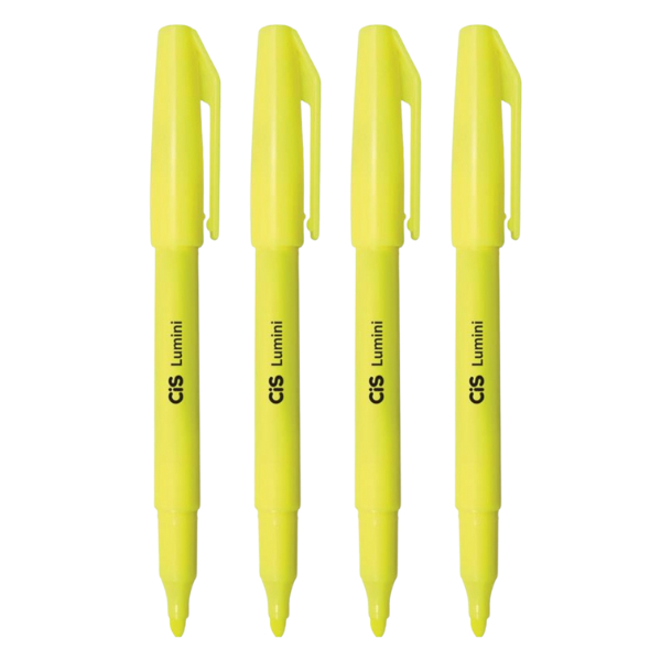 Caneta marca texto Cis Lumini Amarela - kit com 04 unidades