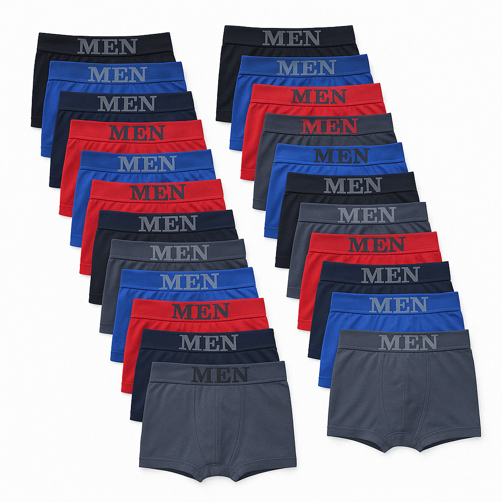 Kit 10 ou 24 Cuecas Boxer Masculina de Microfibra MEN Super Confortável e Elástica