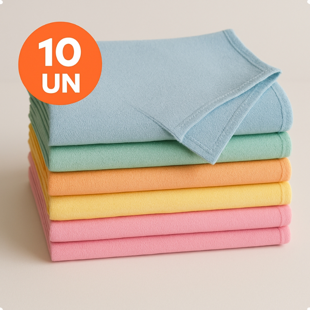 Kit 10 Panos Prato Liso Pé de Galinha Santa Margarida PP24 Colorido
