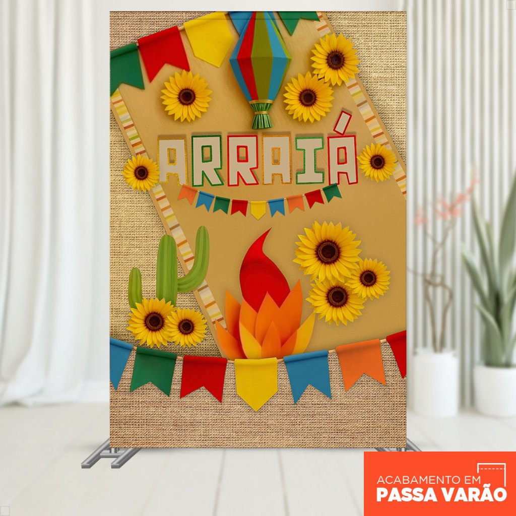 Painel Festa Junina Retangular Decoração Arraiá Girassol 1,5x2,2 Tecido Sublimado 3D Vertical– V-183 em Oferta na Shopee