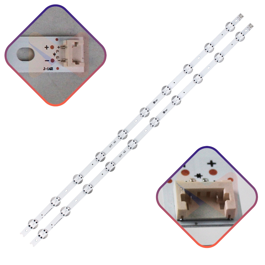 43Uj6525 43Uj6545 43Uj6565 43Uj6585 43Lv640S Kit 2 Barras com 10 Leds Mills