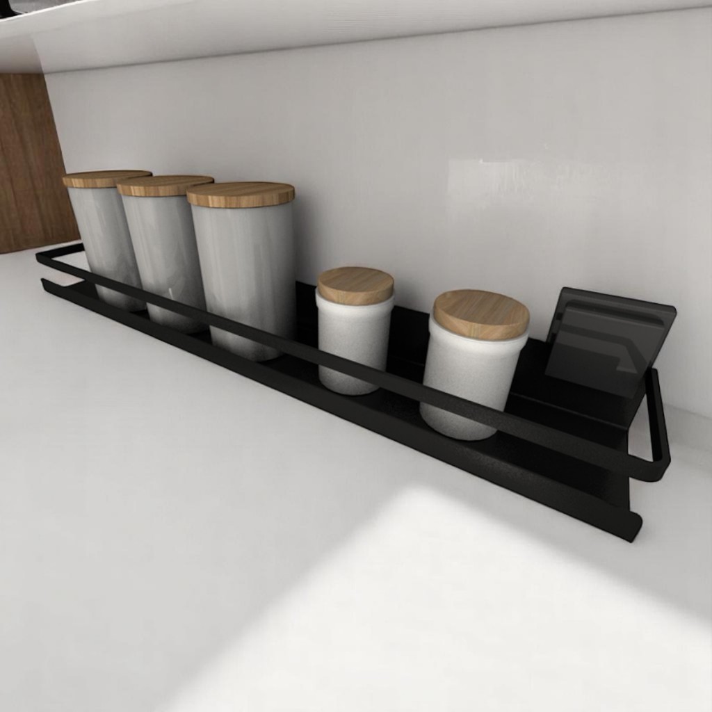 Prateleira De Utensílios Multiuso 50cmTempero Cozinha Preto Com Ventosa em Oferta na Shopee