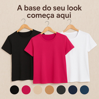 T-Shirt Feminina Plus Size G1 a G8 Viscolycra Básica Versátil Confortável Estilosa Casual Fresquinha em Oferta na Shopee