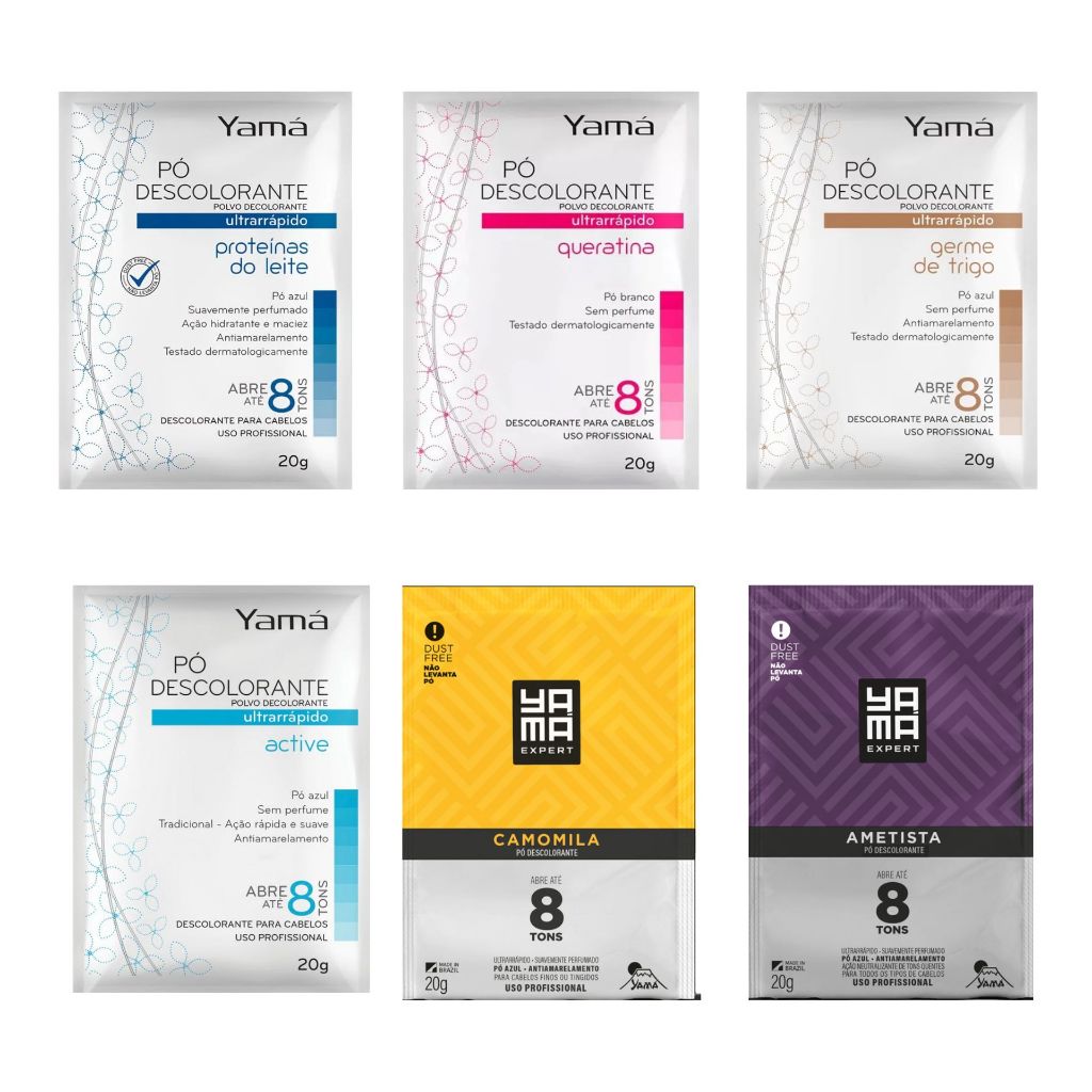 Pó Descolorante Yamá 20g Camomila Ametista Active Germe de Trigo Queratina Proteínas do Leite em Oferta na Shopee