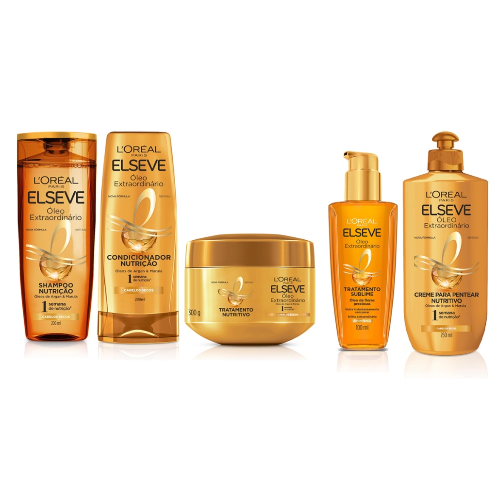 KIT ELSEVE ÓLEO EXTRAORDINÁRIO LOREAL PARIS - 5 ITENS - Beauty