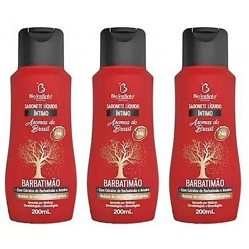 Sabonete Líquido Íntimo Aromas do Brasil Barbatimão 200ml Bio Instinto 3 unidades
