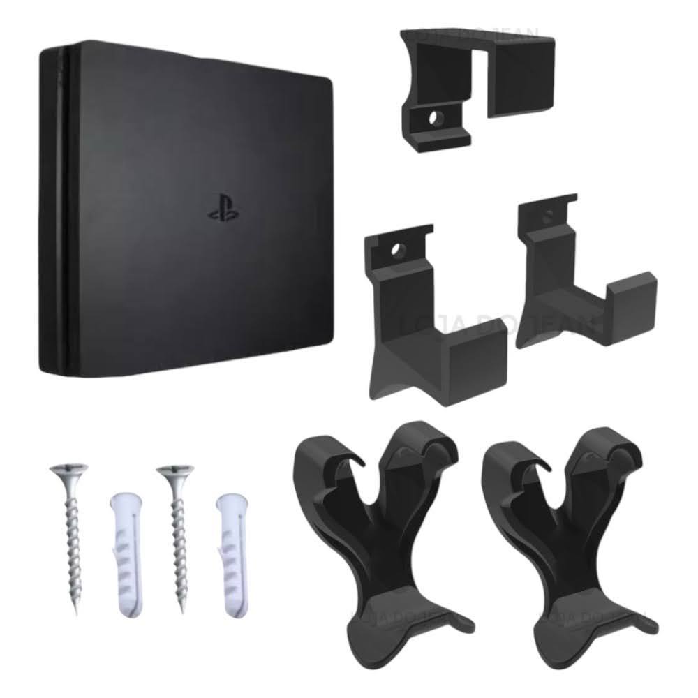 Kit Suporte Apoio Parede Console Suporte Controle PS4 Playstation SLIM em Oferta na Shopee