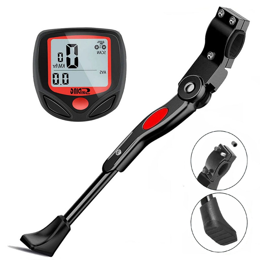 Velocímetro Para Bike Com Fio Sensor + Pezinho Para Bike Descanso Lateral Com Regulagem 20 Até 29 em Oferta na Shopee
