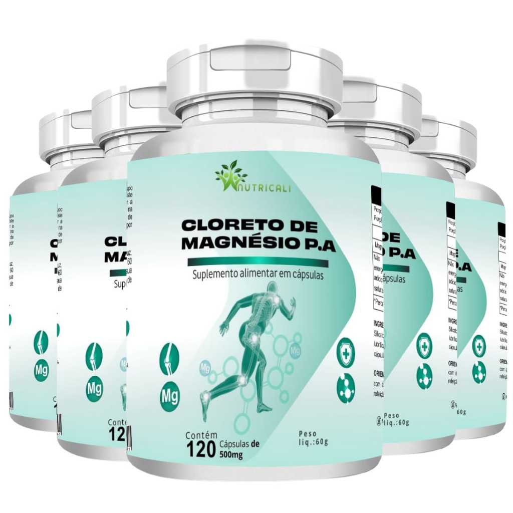 Kit C/5 Cloreto De Magnésio Pa 600 Cápsulas - Nutricali