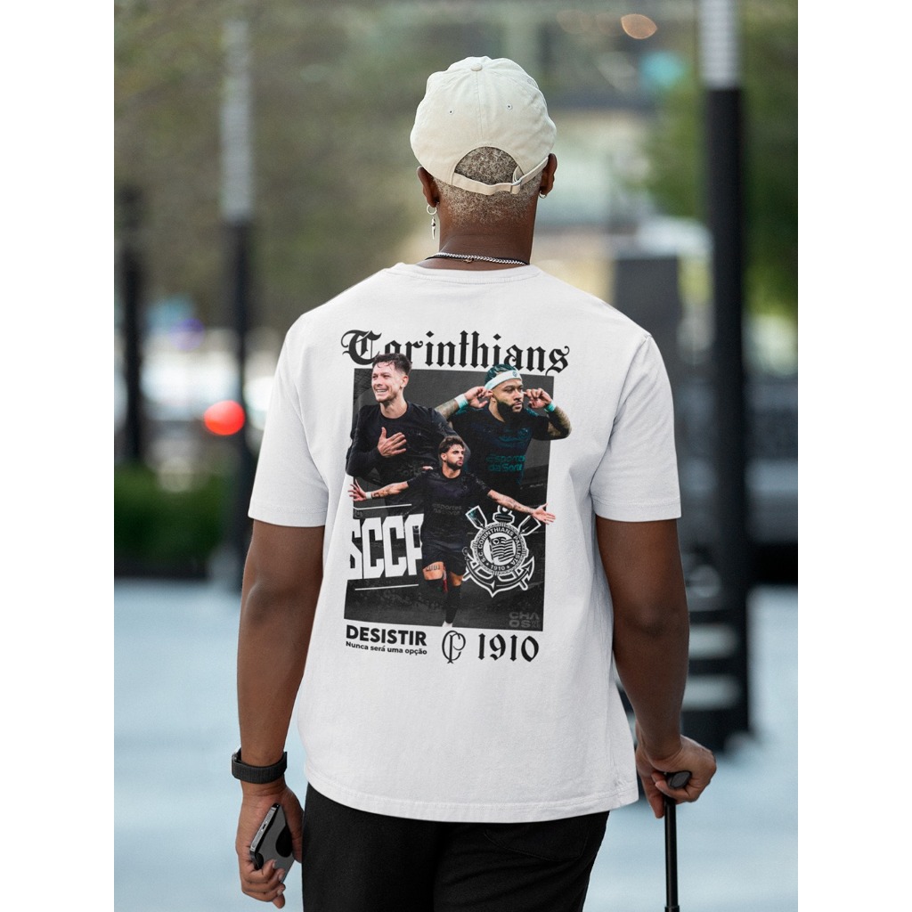 Camiseta Estampada Unissex Timão Corinthians SCCP 1910 Algodão Jogador Memphis Garro Yuri Alberto