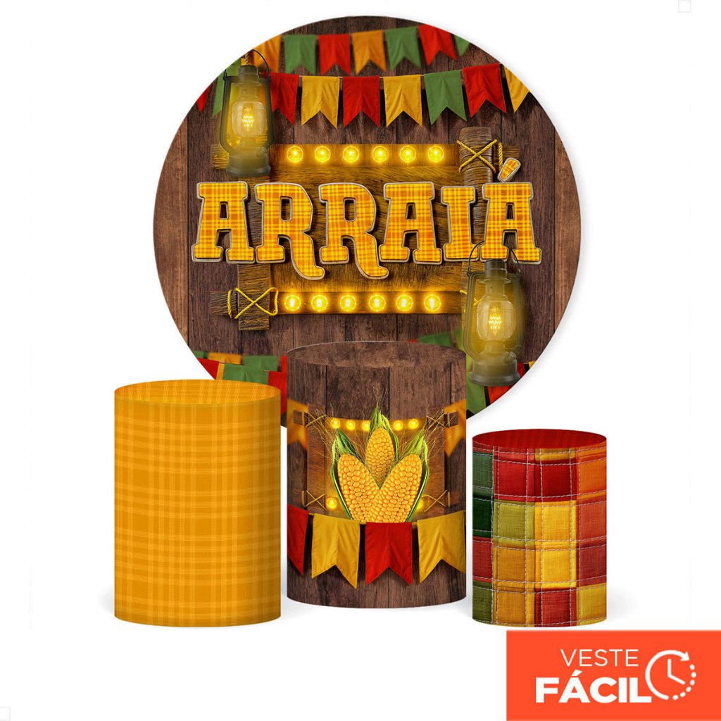 Trio Capas Cilindros Juninos E Painel Redondo Decoração Festa Junina São João Tecido Veste Fácil – KIT-2376 em Oferta na Shopee