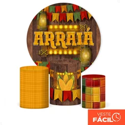 Trio Capas Cilindros Juninos E Painel Redondo Decoração Festa Junina São João Tecido Veste Fácil – KIT-2376