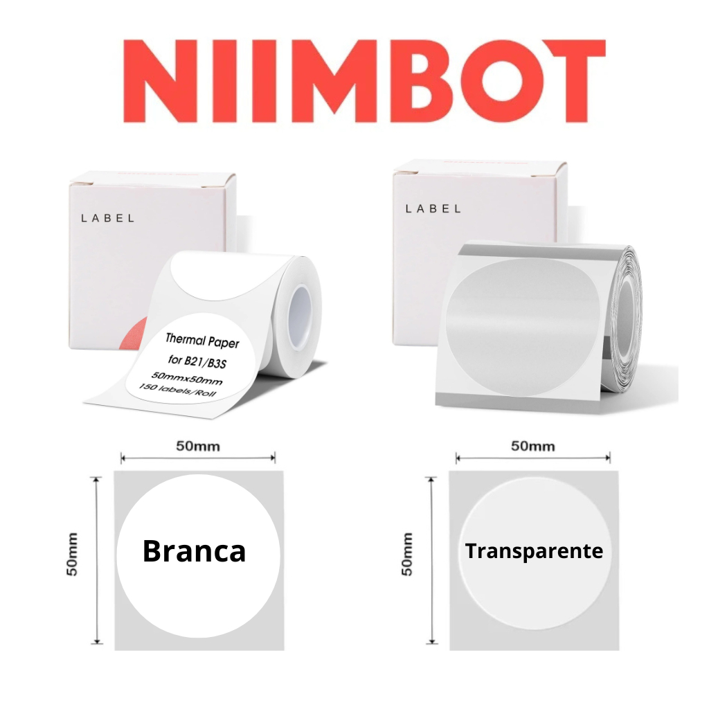 Rolo De Etiqueta Redonda Compatível Niimbot Para B1 B21 B203 B3S