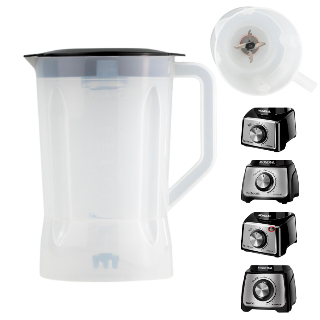 Copo Para Liquidificador Mondial Turbo Inox L-1000 L-1100 L-1200 Premium Translúcido
