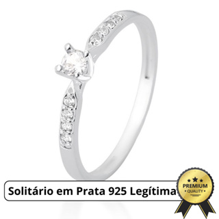 Anel Solitário Prata 925 Legítima Zircônia Cravejado Aliança Noivado Namoro Feminino com Garantia em Oferta na Shopee