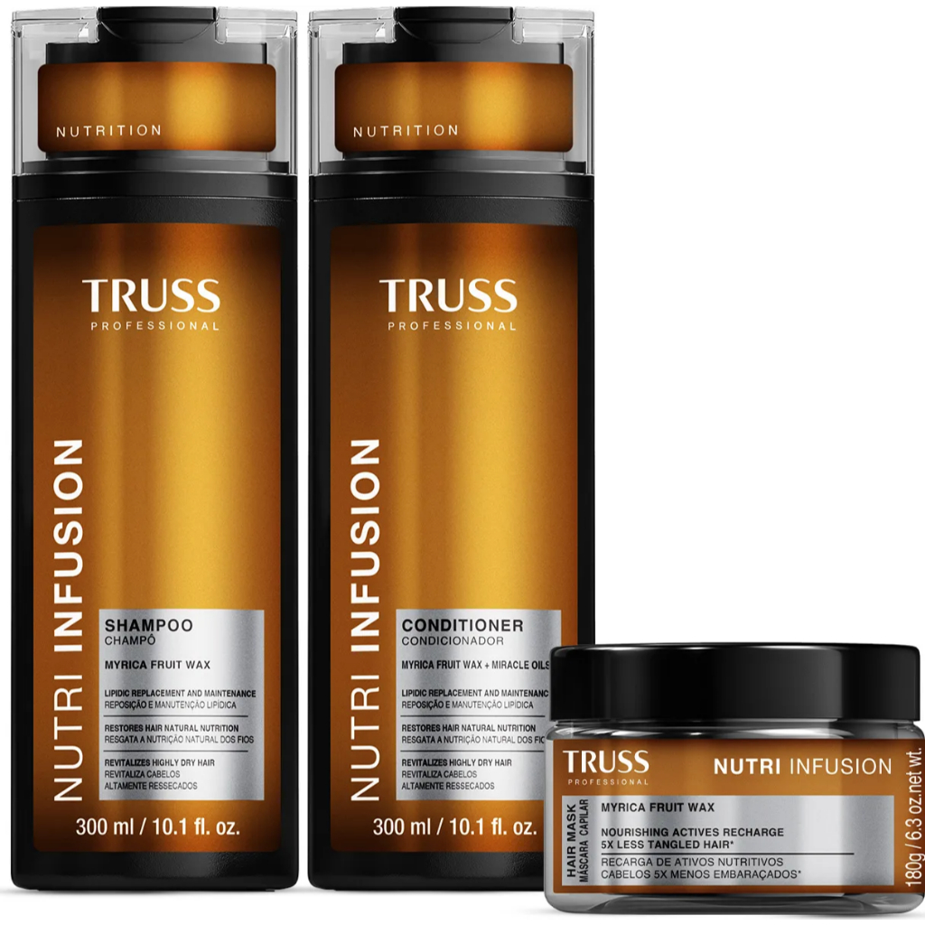 Kit Truss Nutri Infusion Nutrição e Elasticidade Shampoo 300ml, Condicionador 300ml e Máscara 180g