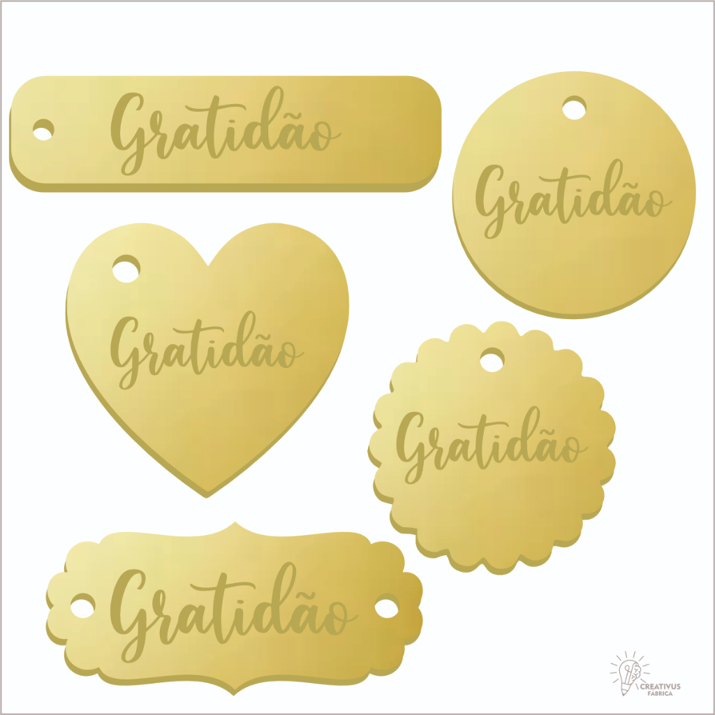 KIT 50 TAGS de ACRÍLICO DOURADO Escrito GRATIDÃO FORMATOS VARIADOS Coração Redondo Plaquinha Etiqueta Disco Moldurinha em Oferta na Shopee