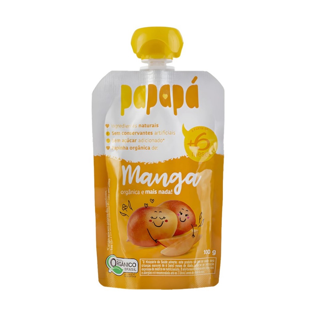 Papinha Papapá Manga Orgânica Natural Squeeze 100g