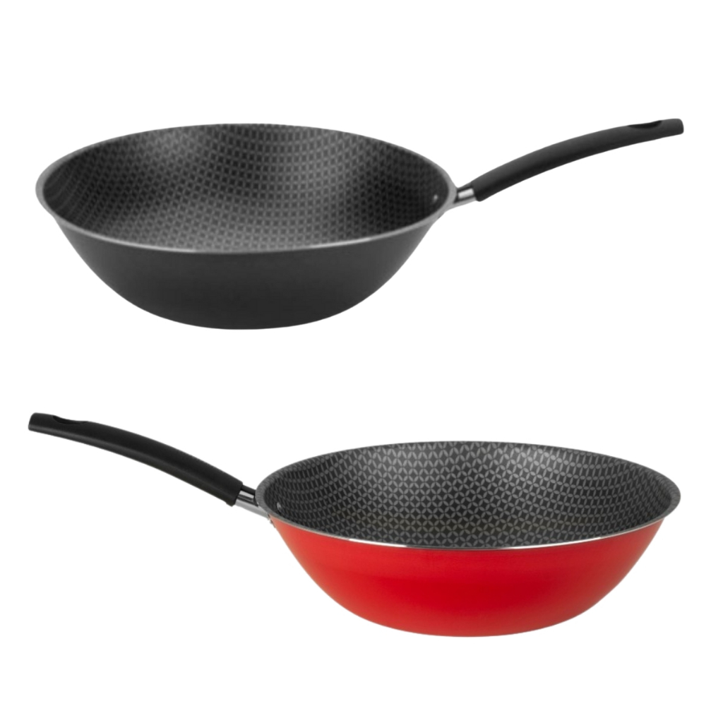 Frigideira Wok Oriental de 24cm Antiaderente Multiflon Linha Essencial Preta e Vermelha em Oferta na Shopee