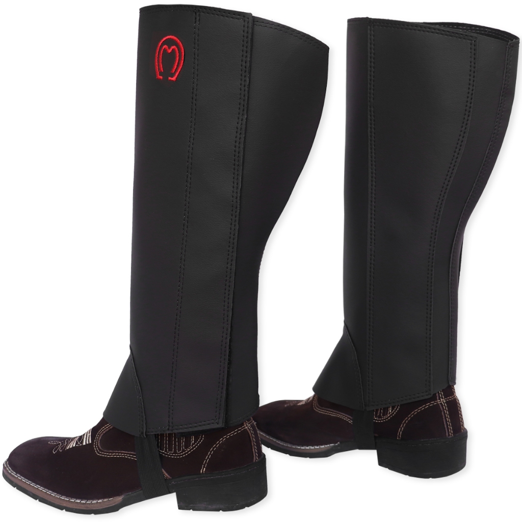 Perneira de Couro Sintético Preta Mangalarga Marchador