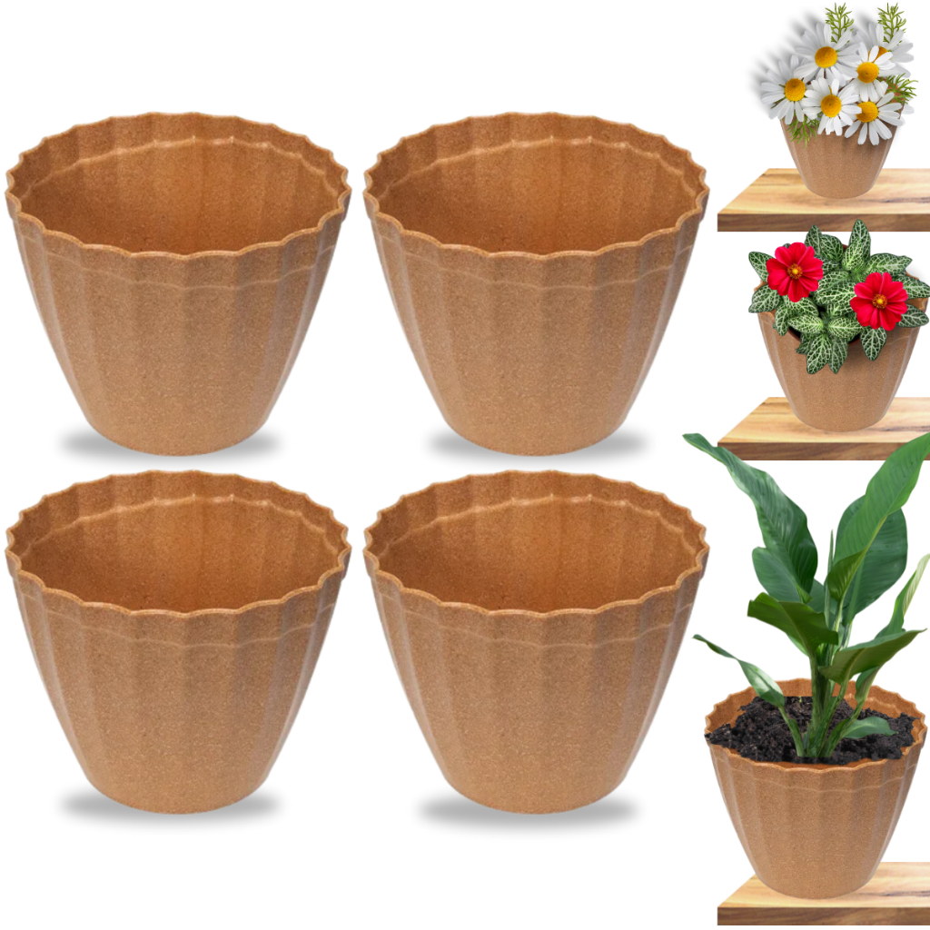 Vaso Bambu Planta Plissado Prateleira Decorativo Jardim Varanda Redondo Cachepot Pote Flores Floreira - P, M ou G