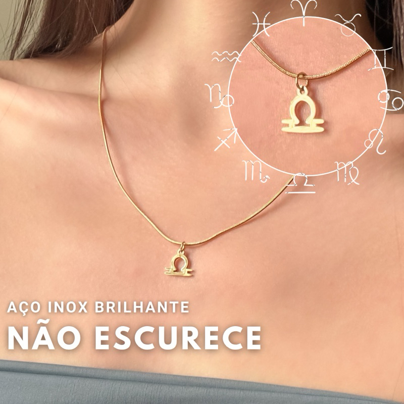 Imagem Colar Signo  - Colar Aço Inoxidável não escurece Colar astrologia zodíaco colar feminino