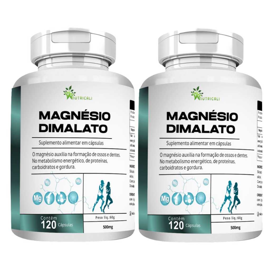 Kit C/ 2 Magnésio Dimalato Puro 240 Cápsulas 500mg - Nutricali em Oferta na Shopee