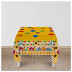 Toalha de Mesa Quadrada Festa Junina 150x150cm Tecido Estampado Decoração Junina Retalhos – TDM-113