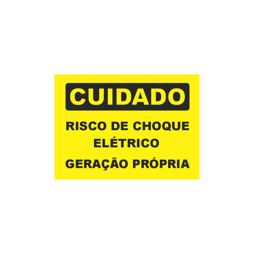 Placa Sinalização Cuidado Risco de Choque Eletrico Para Geração De Energia Solar 18x25 Resistente