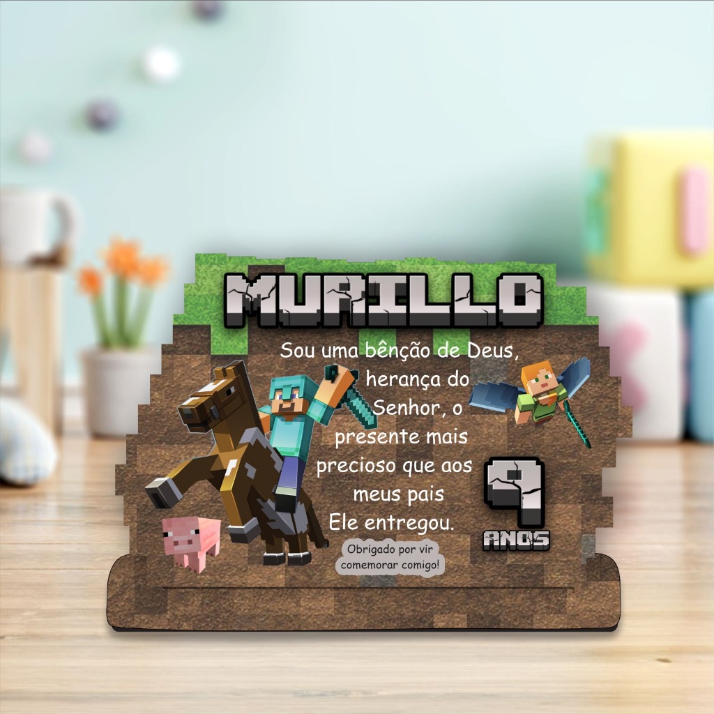 Minecraft em MDF - Lembrancinha em MDF - Lembrancinha Minecraft - cod01