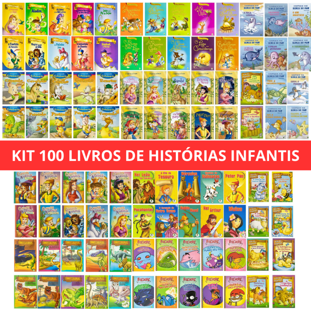 Kit 100 Livros de Histórias Infantis
