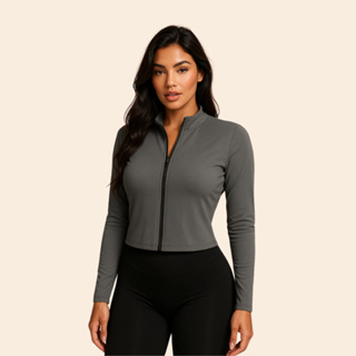 Casaco Feminino Treino Academia Slim Ziper Dryfit Proteção Solar Blusa Térmica em Oferta na Shopee