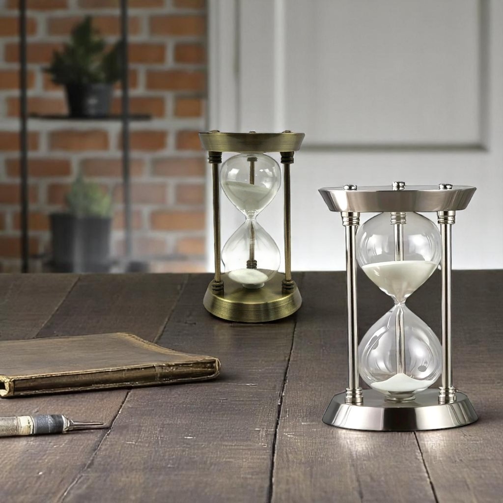 Ampulheta De Vidro E Ferro Com Areia Decorativa 15 Minutos Timer Relógio em Oferta na Shopee