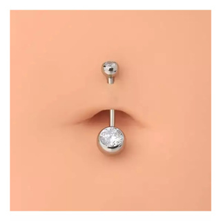 Piercing De Titânio Para Umbigo Com 2 Pedras Zircônia Banana Simples Delicado Brilhante em Oferta na Shopee